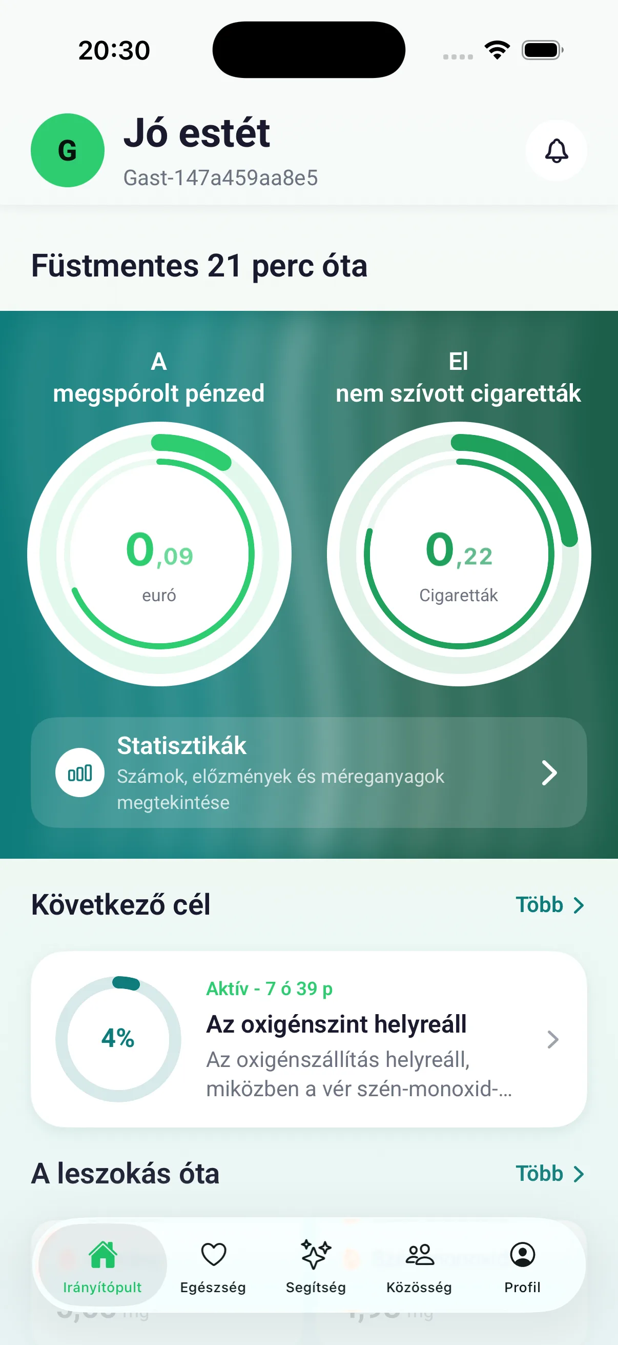 A megtakarított pénz számlálója