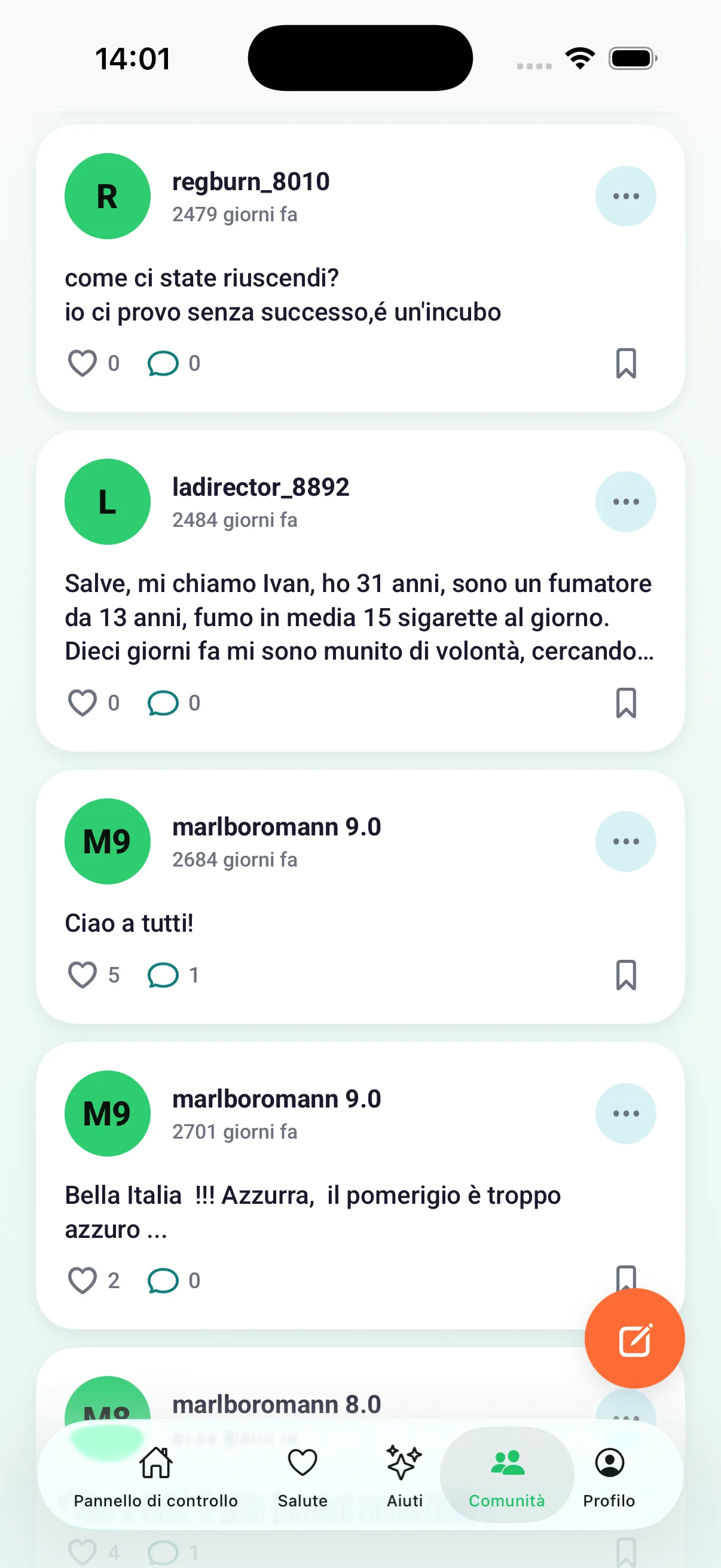 Feed della community con post