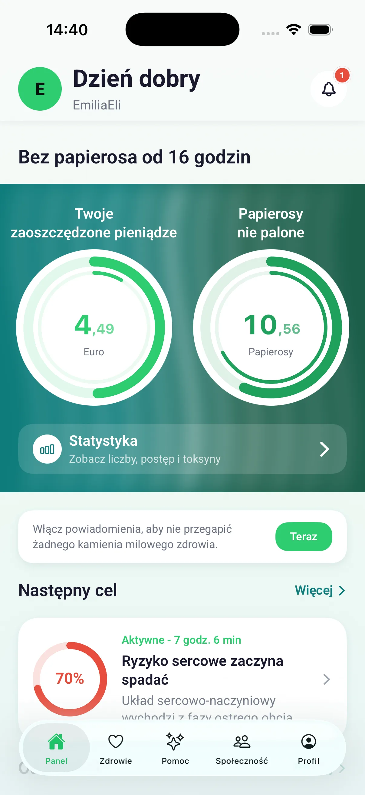 Licznik zaoszczędzonych pieniędzy